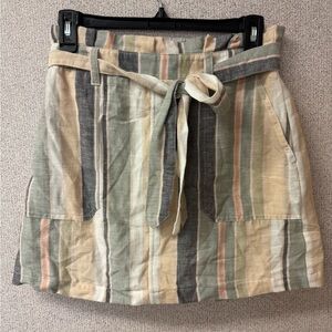 American Eagle Women's‎ Small Multi Colored striped linen blend Paper Bag Skirt
